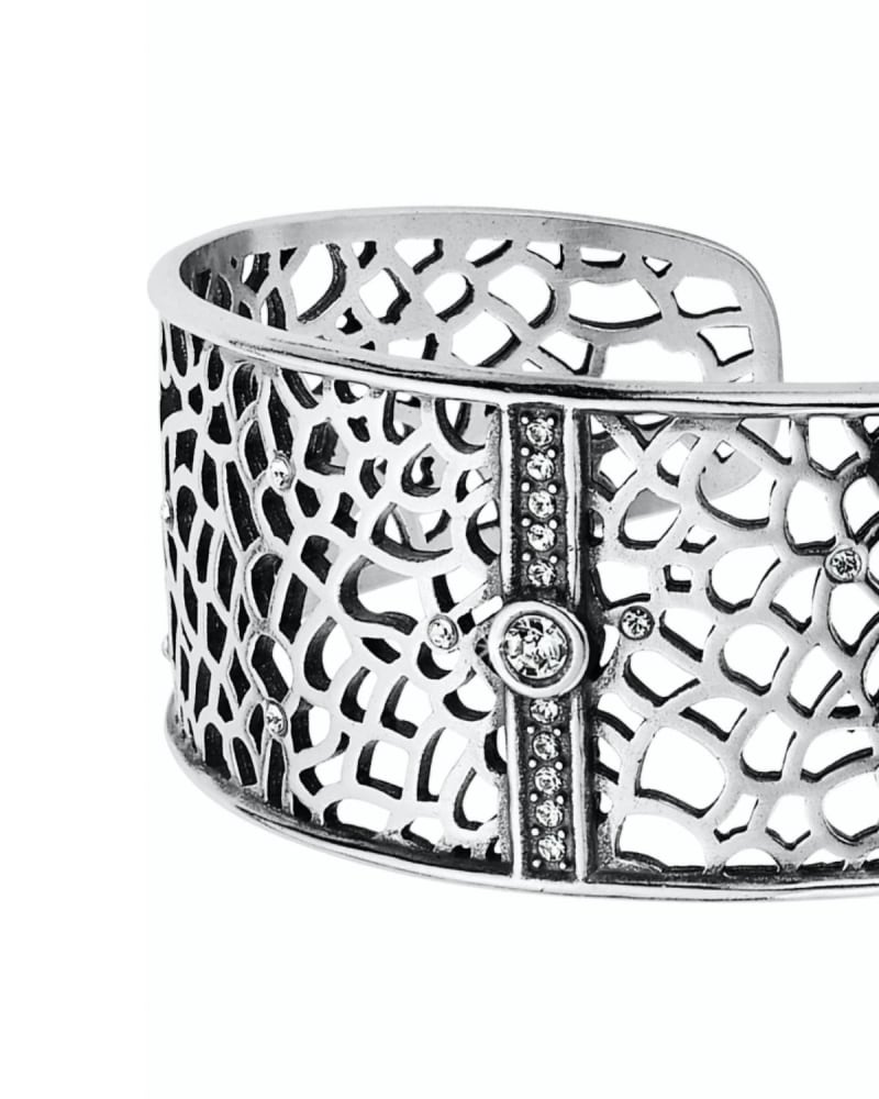 Front of a size O/S Fiji Sparkle Cuff in Silver in Silver by Brighton. | dia_product_style_image_id:330172